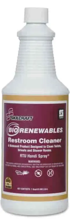 AbilityOne® 7930015552900, SKILCRAFT Spartan BioRenewables Restroom Cleaner, 32 oz Spray Bottle, 12/Box