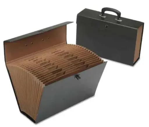 [NSN6598744] AbilityOne® 6598744, SKILCRAFT Alpha/Subject 4.5" Expansion Storage File, 19 Section, Twist-Lock Closure, 1/3-Cut Tab, Legal Size, Black